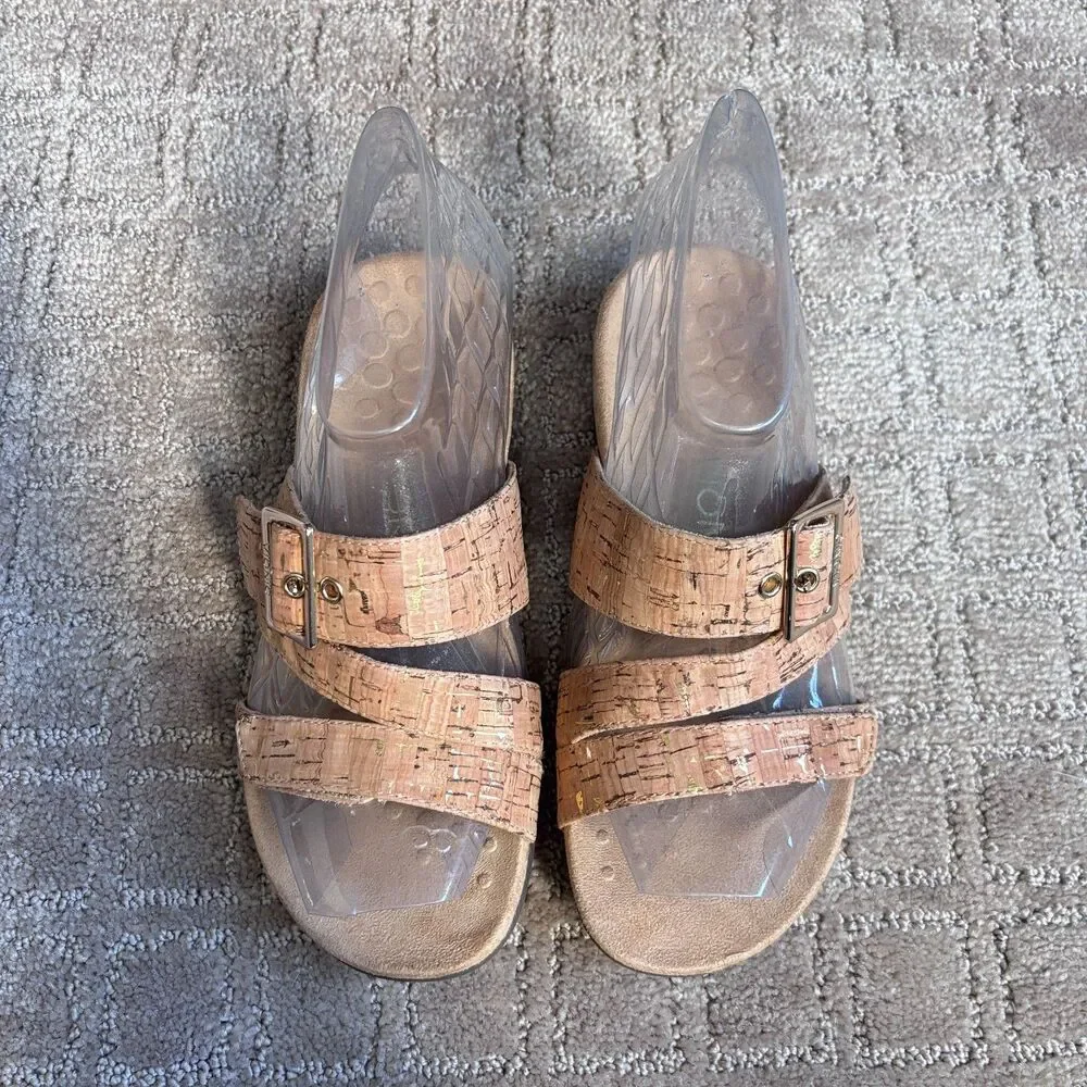 Vionic Skylar Sandal Women's 5 Cork Adjustable Slide Orthotic Comfort Vacation